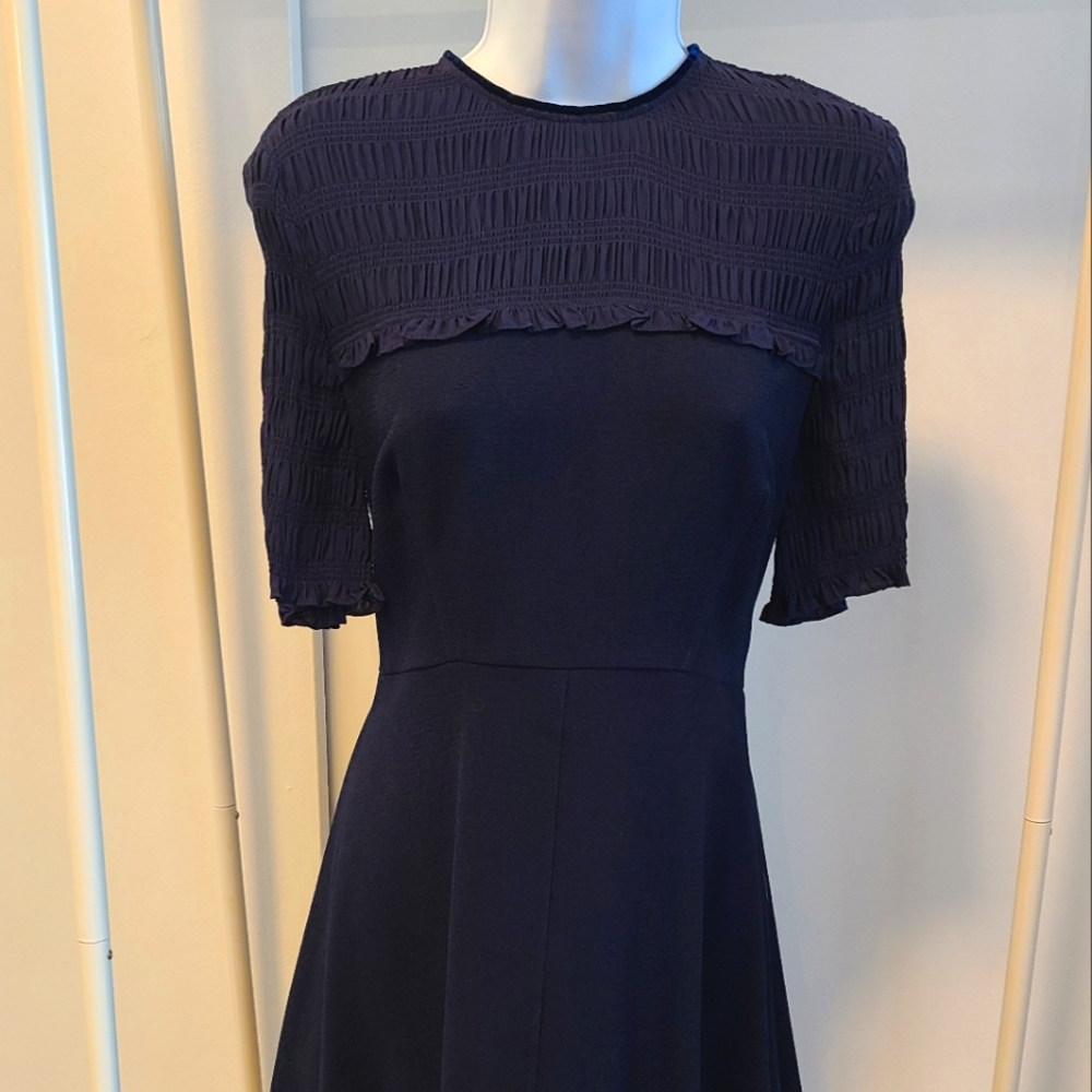 Sandro navy ruffle mini dress